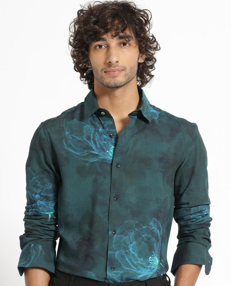 Men Blue Printed Shirt